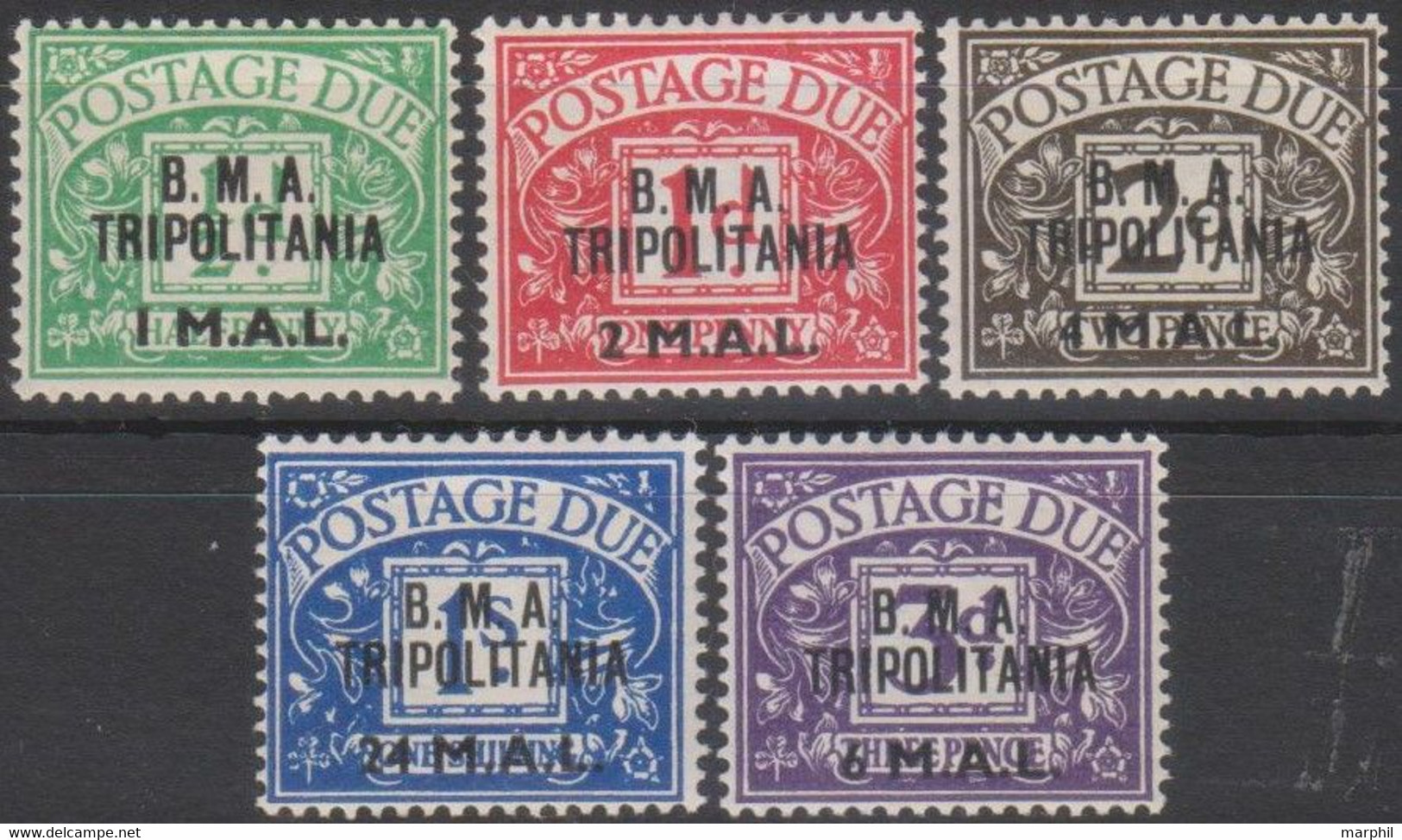 Tripolitania B.M.A.1948 Segnatasse UnN°SaN°1-5 5v Cpl MNH/** SPL - Tripolitania