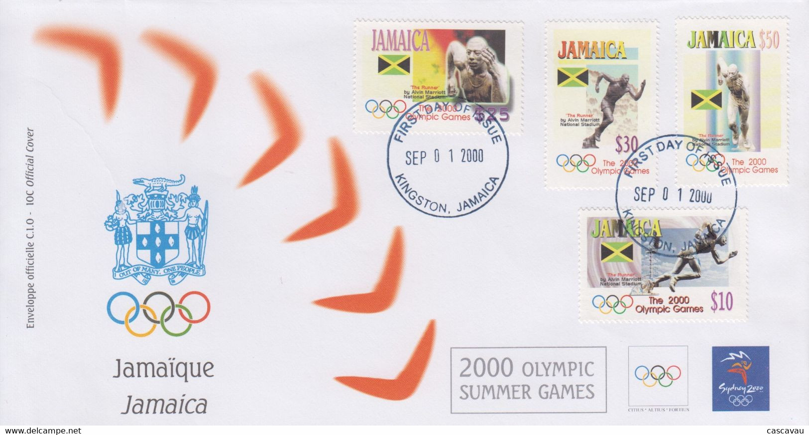 Enveloppe  FDC  1er   Jour   JAMAIQUE   Jeux  Olympiques  De  SYDNEY   2000 - Ete 2000: Sydney