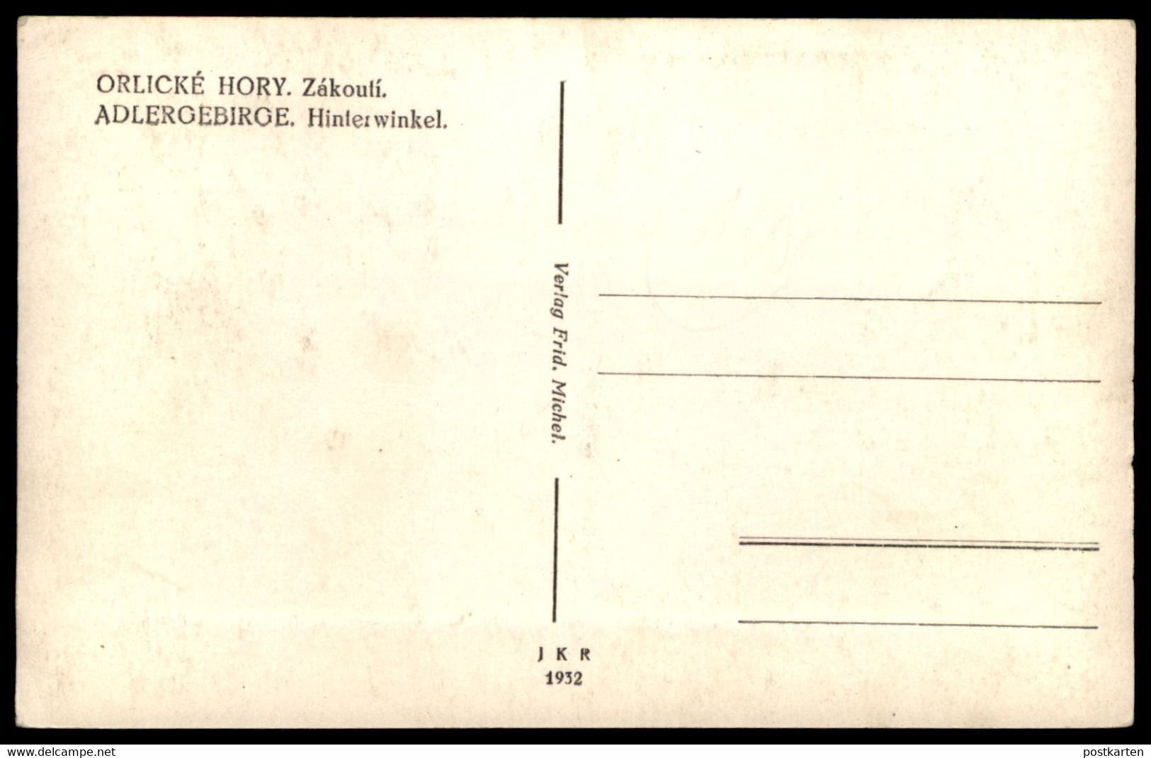 ALTE POSTKARTE HINTERWINKEL ADLERGEBIRGE ORLICKE HORY ZAKOULI DESCHNEI Böhmen Sudeten Ansichtskarte AK Postcard Cpa - Sudeten