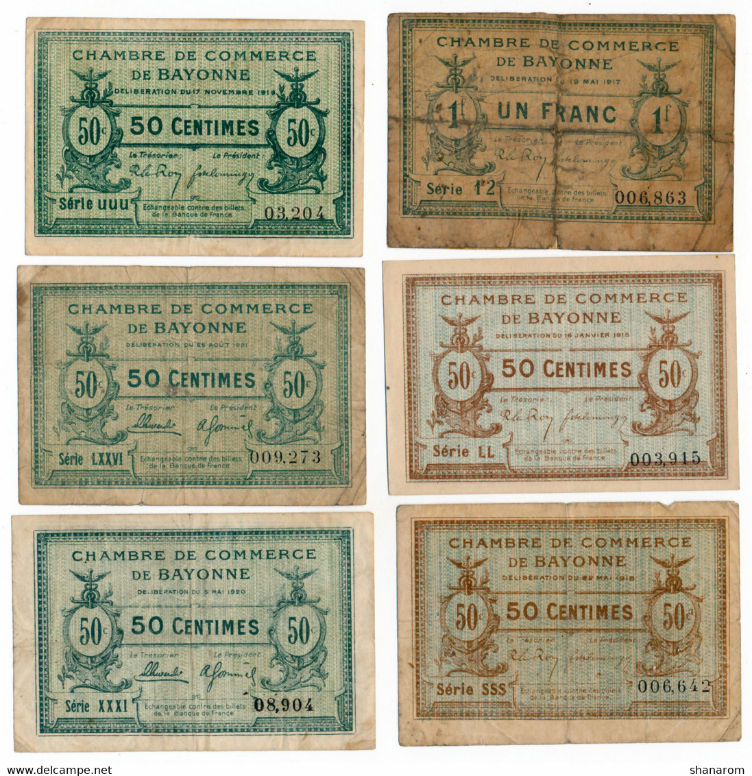 1914-1921 // C.D.C. // BAYONNE // 12 Billets // 50 Centimes & Un Franc & Deux Francs - Chambre De Commerce