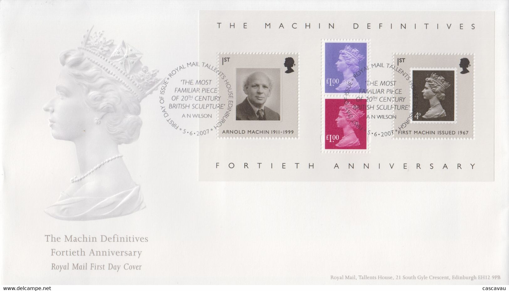 Enveloppe  FDC  1er  Jour   GRANDE  BRETAGNE    Bloc   Feuillet   Timbres  REINE  ELIZABETH    2007 - 2001-2010 Decimal Issues