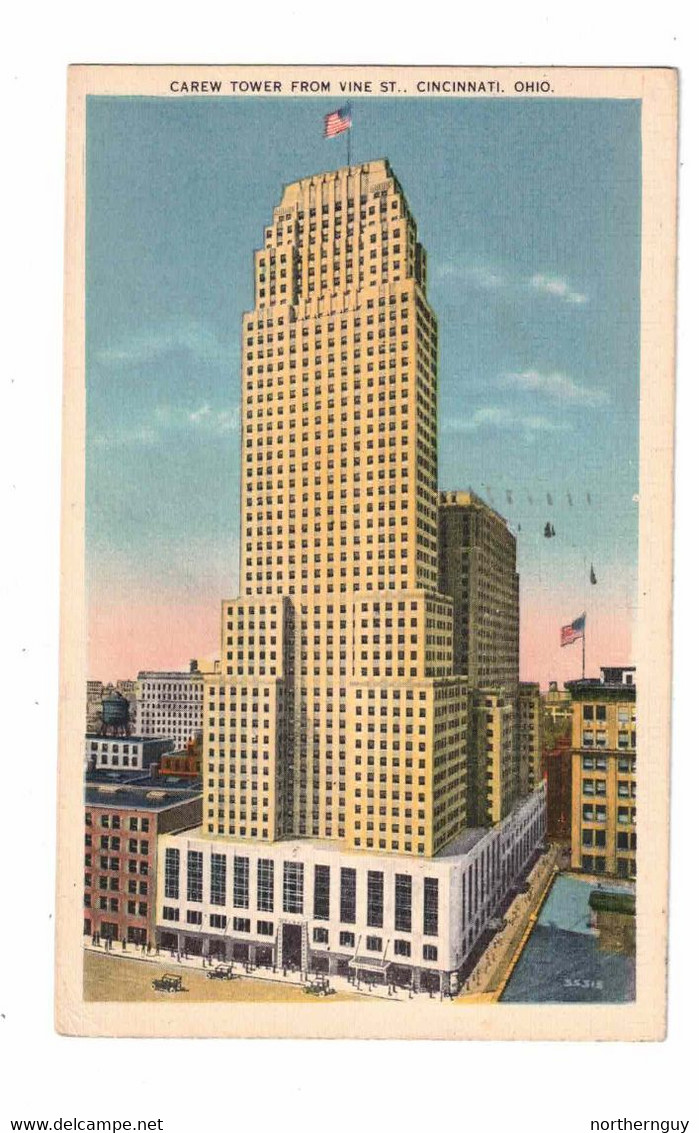 CINCINNATI, Ohio, USA, Carew Tower, Rates, 1939 Linen Postcard - Cincinnati