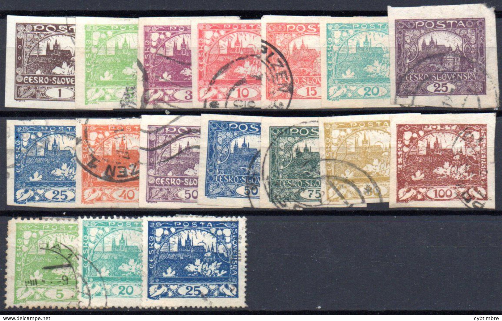 Tchécoslovaquie: Lot 17 Valeurs A étudier, Quelques Centimes Le Timbre - Collections, Lots & Series