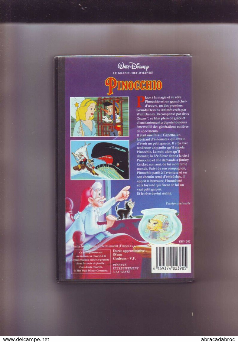 Pinocchio - Walt Disney -K7 VHS Version France - Cartoni Animati