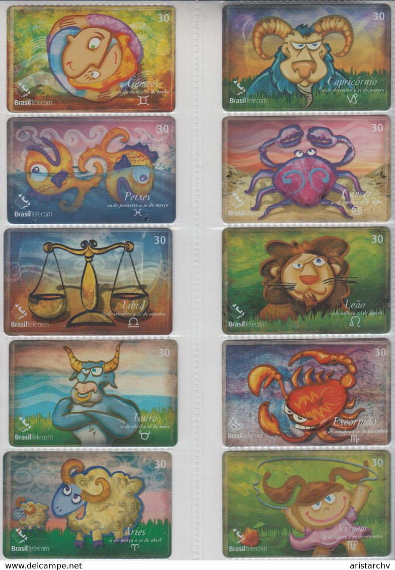 BRASIL 2001 ZODIAC HOROSCOPE FULL SET OF 12 CARDS - Zodiaco