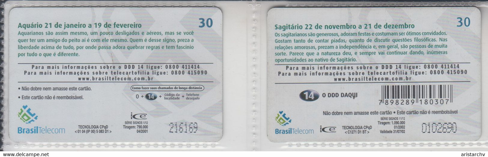 BRASIL 2001 ZODIAC HOROSCOPE FULL SET OF 12 CARDS - Zodiaco