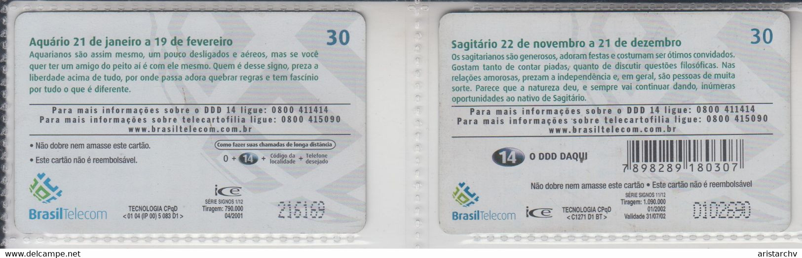 BRASIL 2001 ZODIAC HOROSCOPE FULL SET OF 12 CARDS - Zodiac