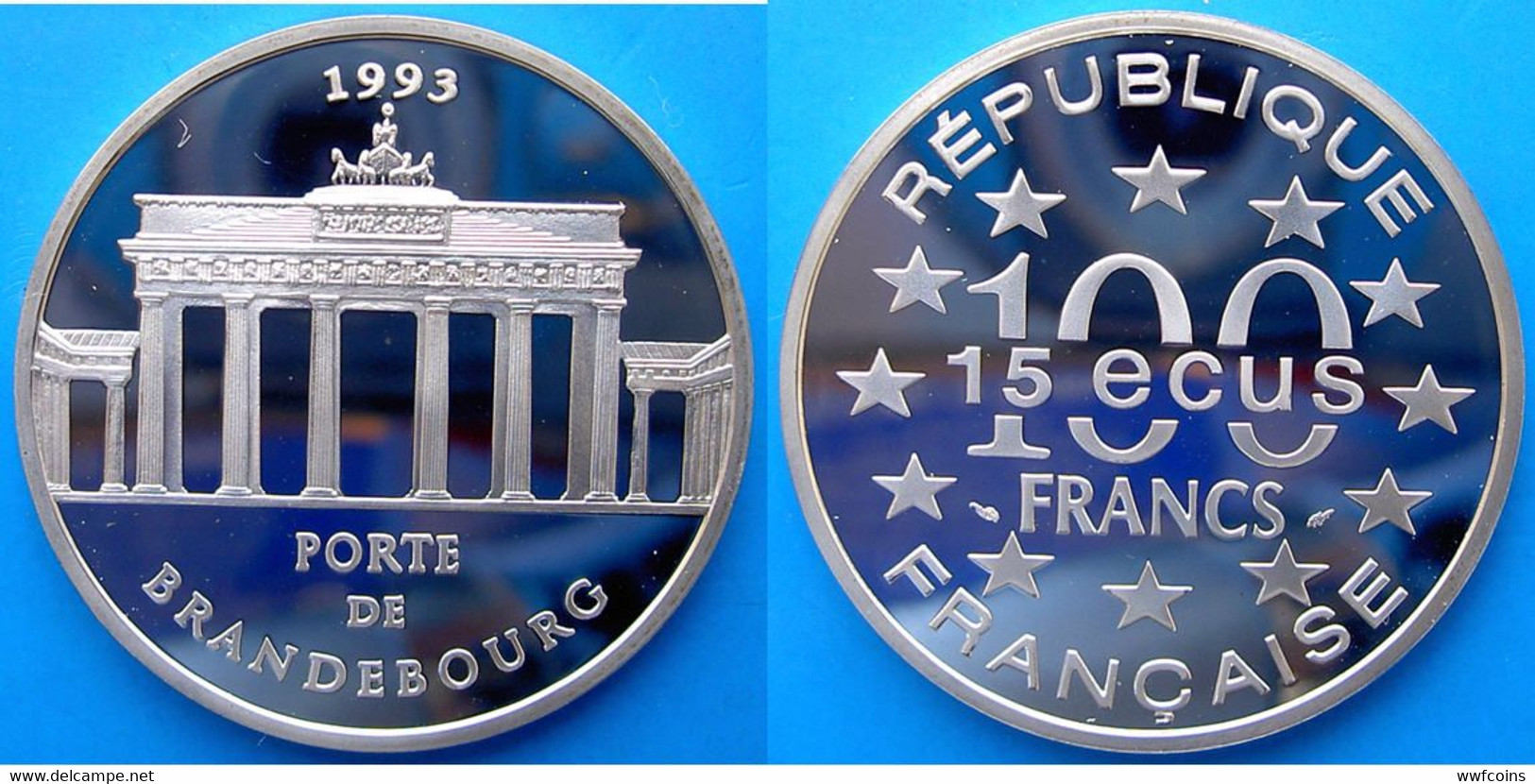 FRANCE 100 F 1993 ARGENTO PROOF FRANCS PALAZZI PORTE DE BRANDEBOURG BRANDEBURGO PESO 22,2g TITOLO 0,900 CONSERVAZIONE FO - Other & Unclassified