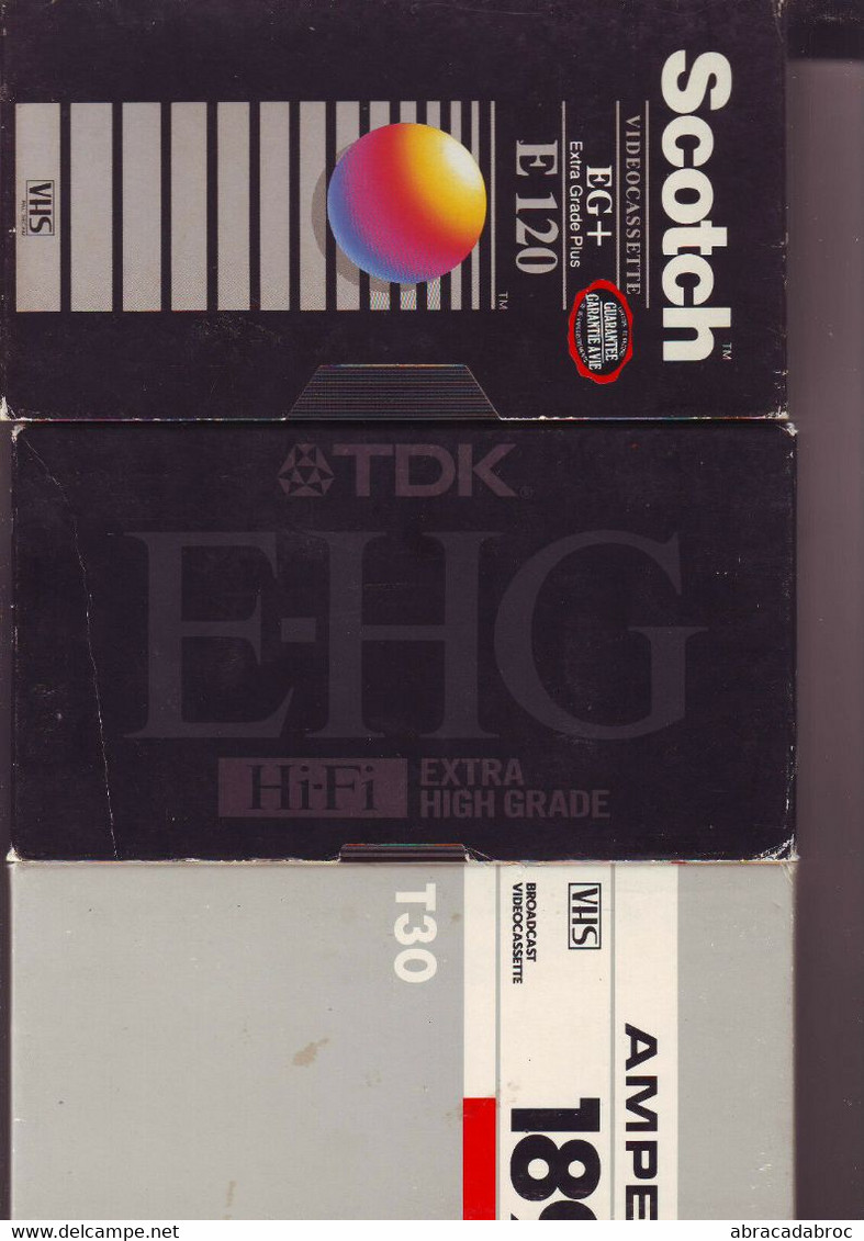 3 Cassettes K7 Videos A Re-enregistrer En Bon état : 1x 120 +1x30 +1x180 - Altri & Non Classificati