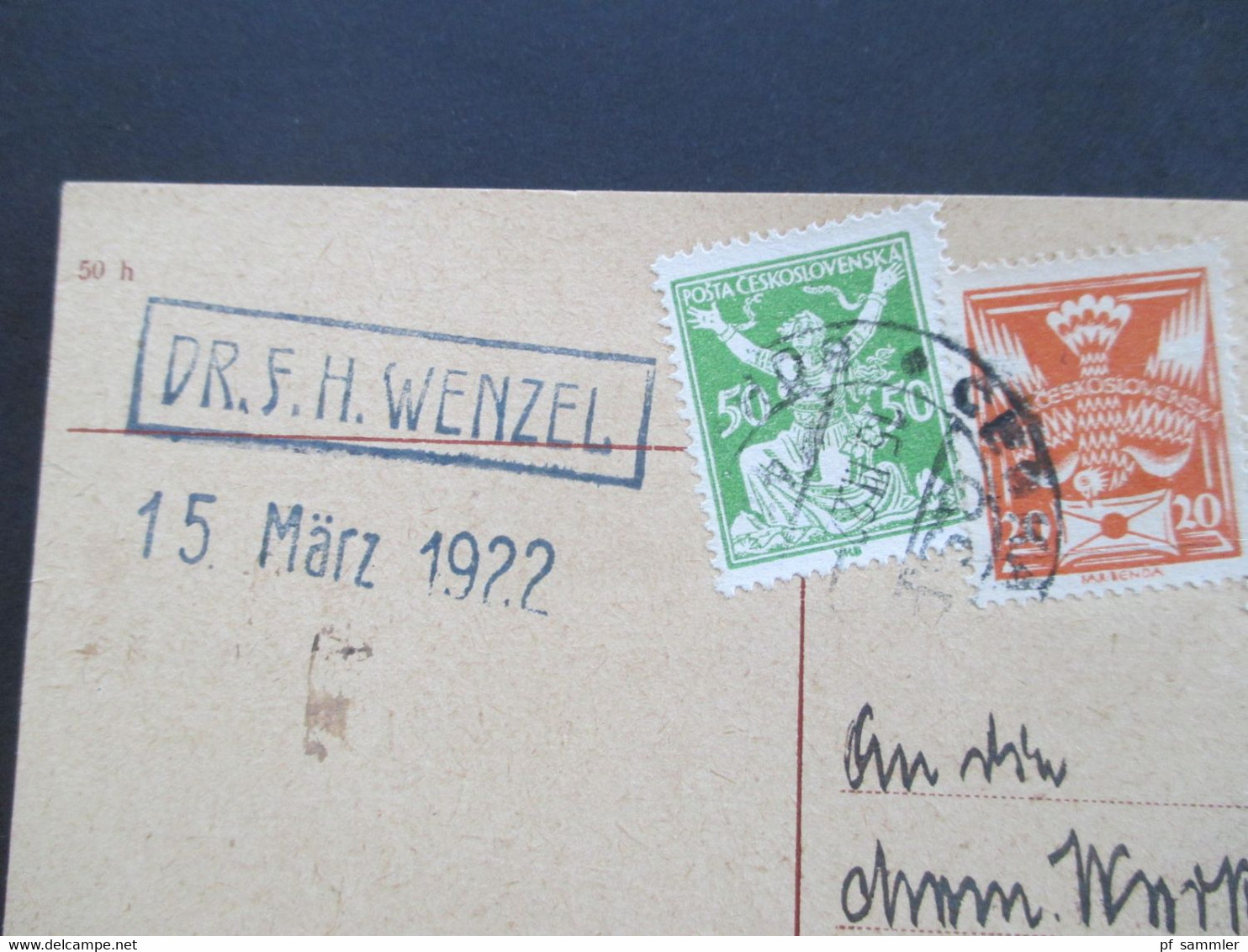 CSSR 1922 Ganzsache Mit 3 Zusatzfrankaturen Böhmisch Leipa Absender Dr. F.H. Wenzel Nach Rudolstadt Thüringen - Lettres & Documents