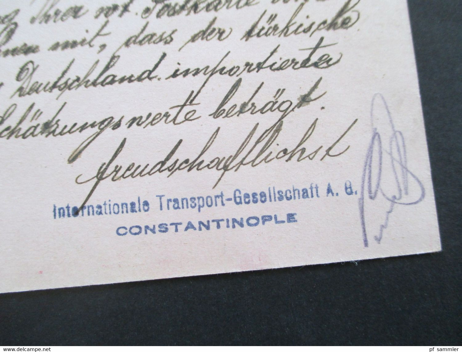 Türkei 1909 Ganzsache Der Internationale Transport Gesellschaft AG In Constantinople Nach Mannheim Gesendet - Lettres & Documents