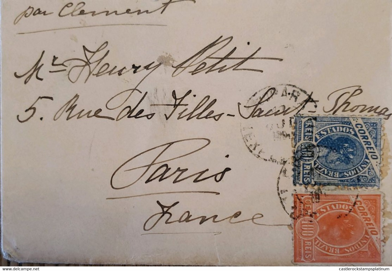 A) 1898, BRAZIL, FROM PARANA TO PARIS-FRANCE, LIBERTY STAMP - Other & Unclassified