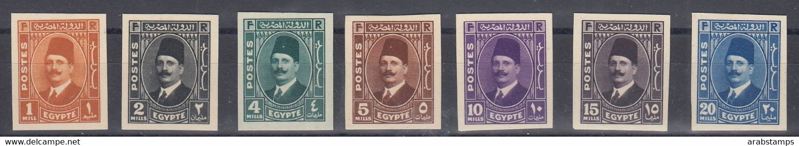 1936 Egypt King Fuad Imperf Cancelled Royal Proof Complete Set 7 Values MNH. SG 233-239. - Unused Stamps