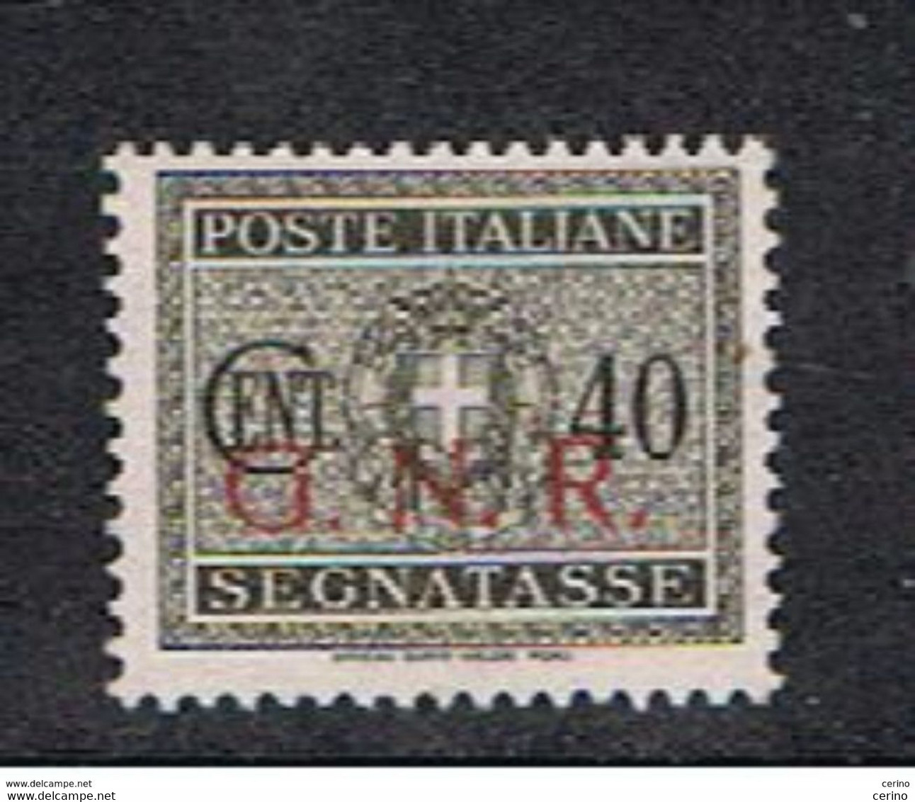 R.S.I:  1944  TASSE SOPRASTAMPATO  -  40 C. GRIGIO  BRUNO  N. -  SASS. 52 - Portomarken