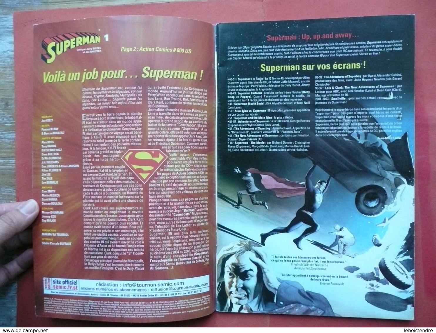 SUPERMAN N° 1 JUILLET 2003 SEMIC COMICS JOEL KELLY PASCUAL FERRY DUNCAN ROULEAU ROSS HARRIS SIENKIEWICZ BULLOCK ... - Superman