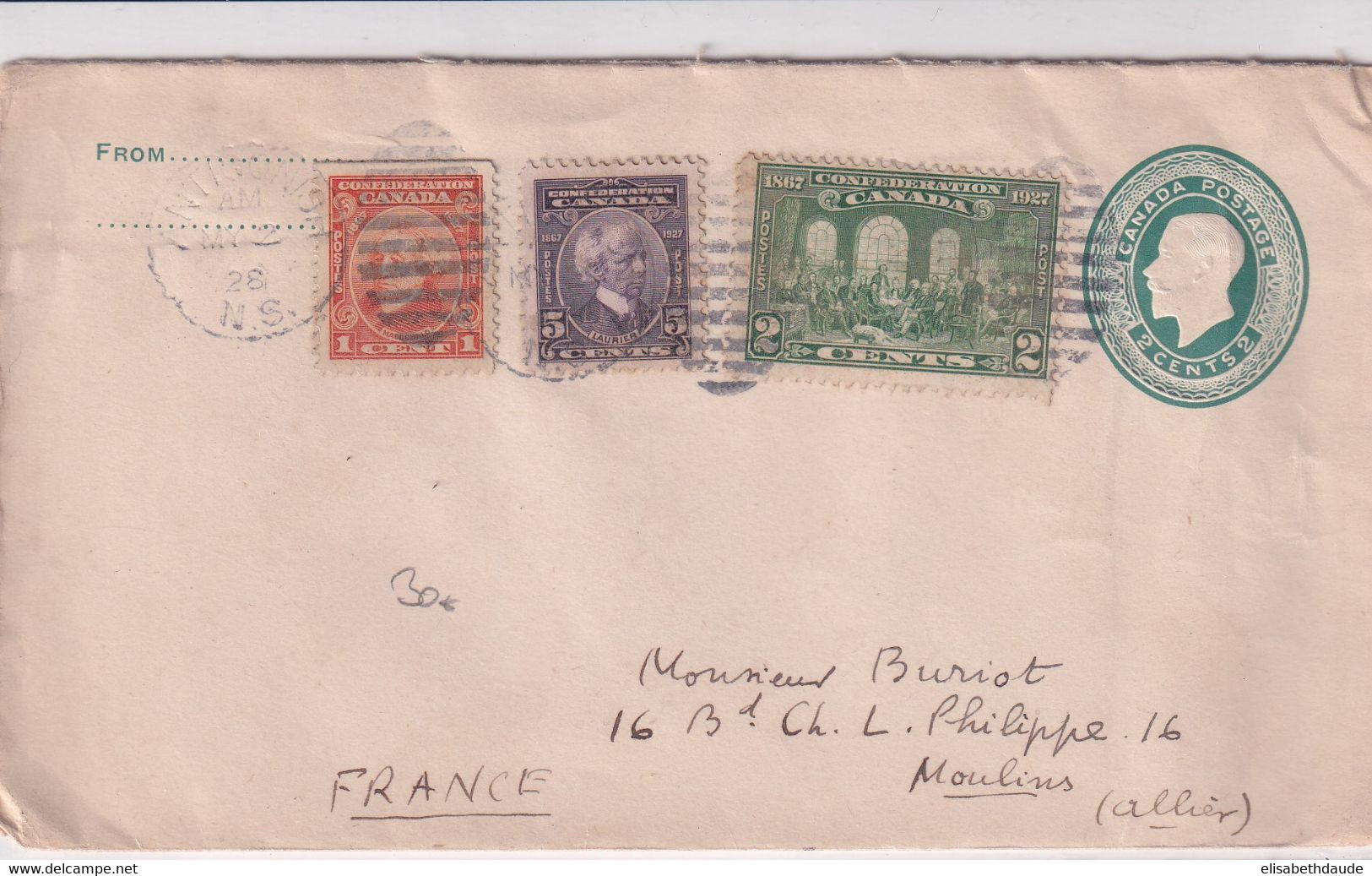 CANADA - 1928 - ENVELOPPE ENTIER De ANTIGONISH (N.S) => MILANO (ITALIA) - Covers & Documents