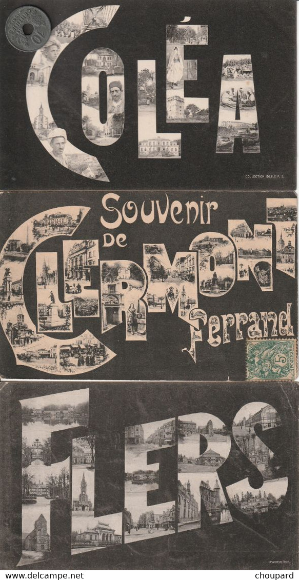 Lot De 5  CPA En Noir Et Blanc ,multi Vues Illustrées  Avec Mini CPA De  FLERS   , COLEA    PARIS     , Voir Description - Sonstige & Ohne Zuordnung