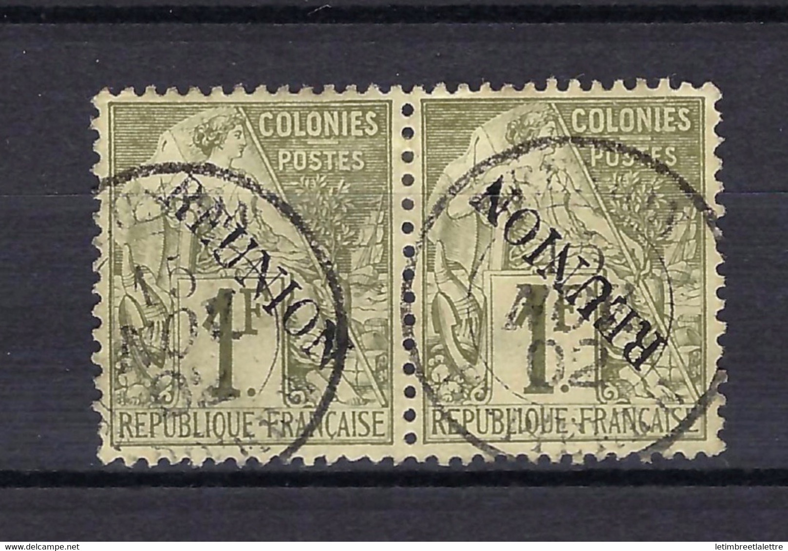 Réunion - Variété - YT N° 28 Et 28 A Se Tenant - Oblitéré - Surcharge Renversée Se Tenant à Normal - Côte 3000e - 1891 - Used Stamps