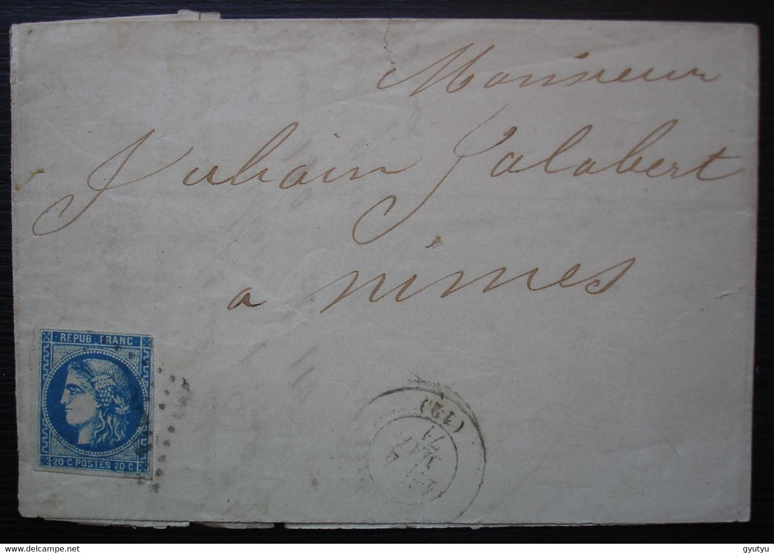 1871 Cérès émission De Bordeaux Sur Lettre Incomplète De Salon - 1849-1876: Classic Period