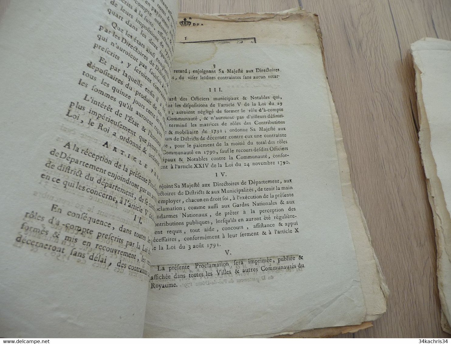 Proclamation Du Roi 15/12/1791 Accélération Des Recouvrements De Rôles - Decrees & Laws