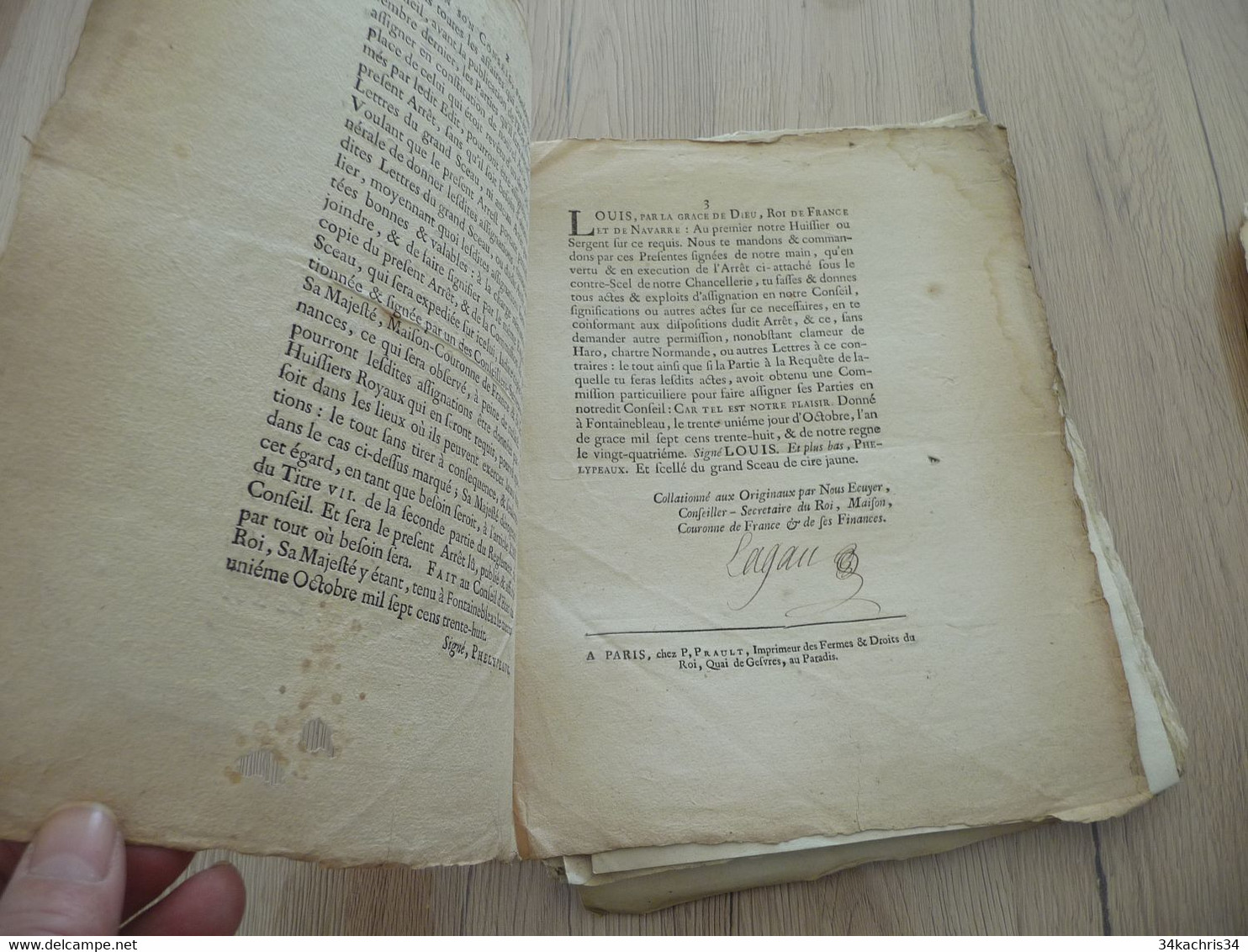 Arrest Du Conseil D'état Du Roi 31/10/1738 Assignations Données Au Conseil Nouvel Avocat En L'état Autographe Lagau - Gesetze & Erlasse