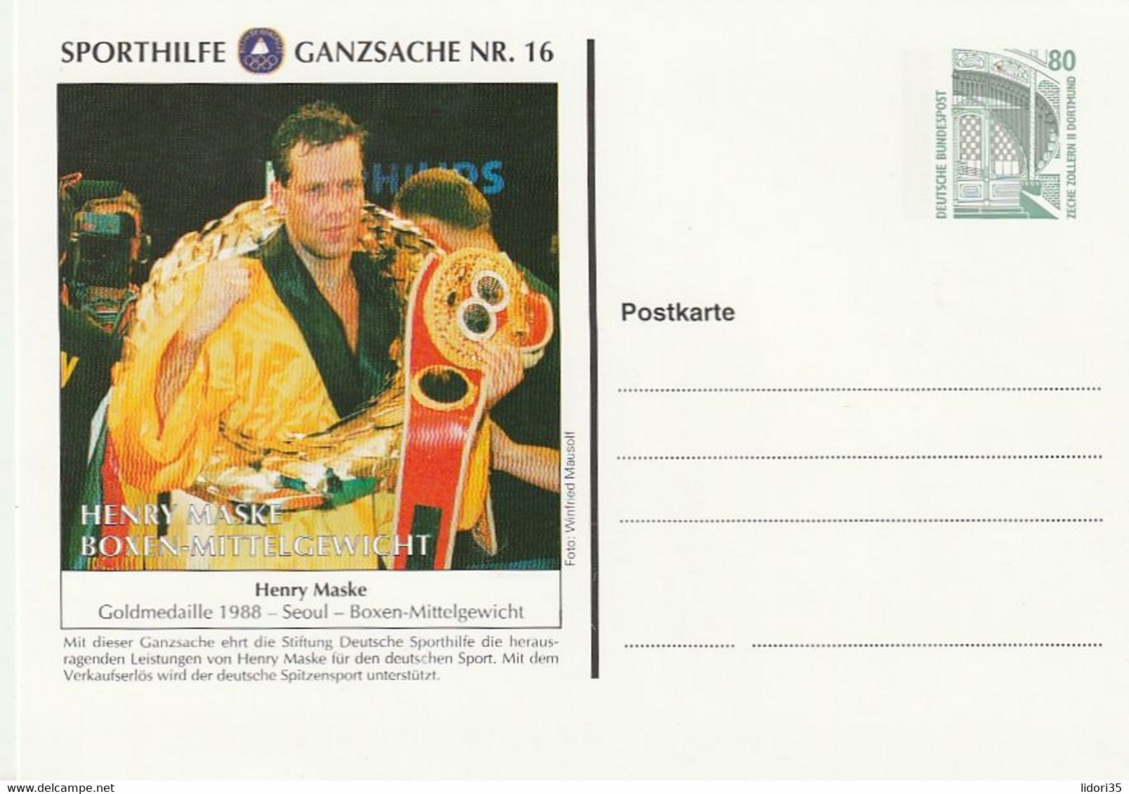 Bundesrepublik Deutschland / Sporthilfe-Postkarte Nr. 16 "Henry Maske, Boxen" ** (C902) - Cartes Postales Privées - Neuves