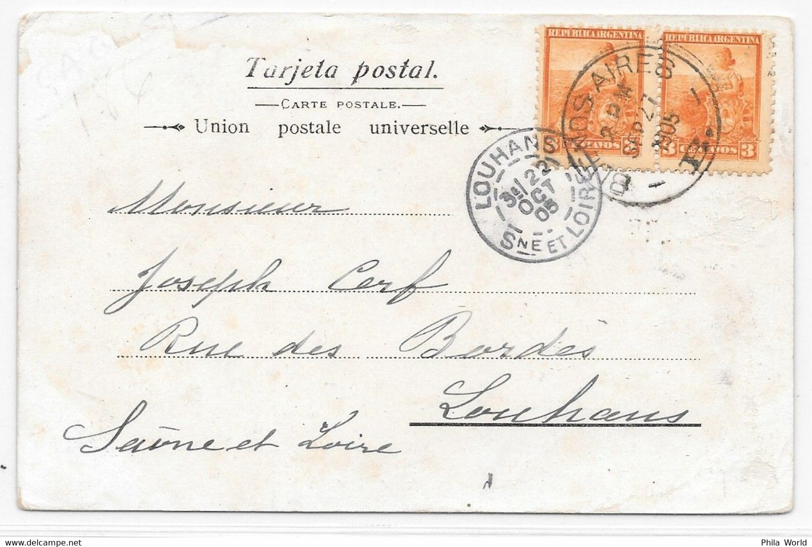 ARGENTINA - 1905 - Buenos Aires To FRANCE Louhans Saône Et Loire On PostCard Recuerdo De CORDOBA Dique Y Lago San Roque - Storia Postale