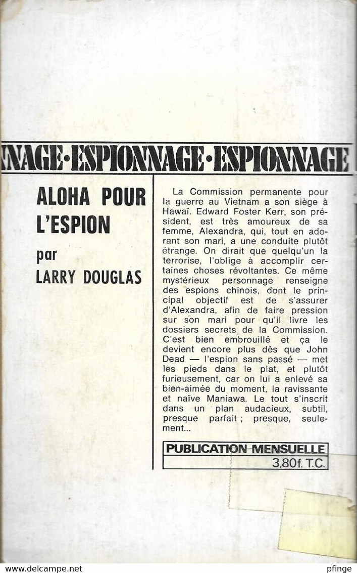 Aloha Pour L'espion Par Larry Douglas   - L'arabesque Espionnage N°566 - Editions De L'Arabesque