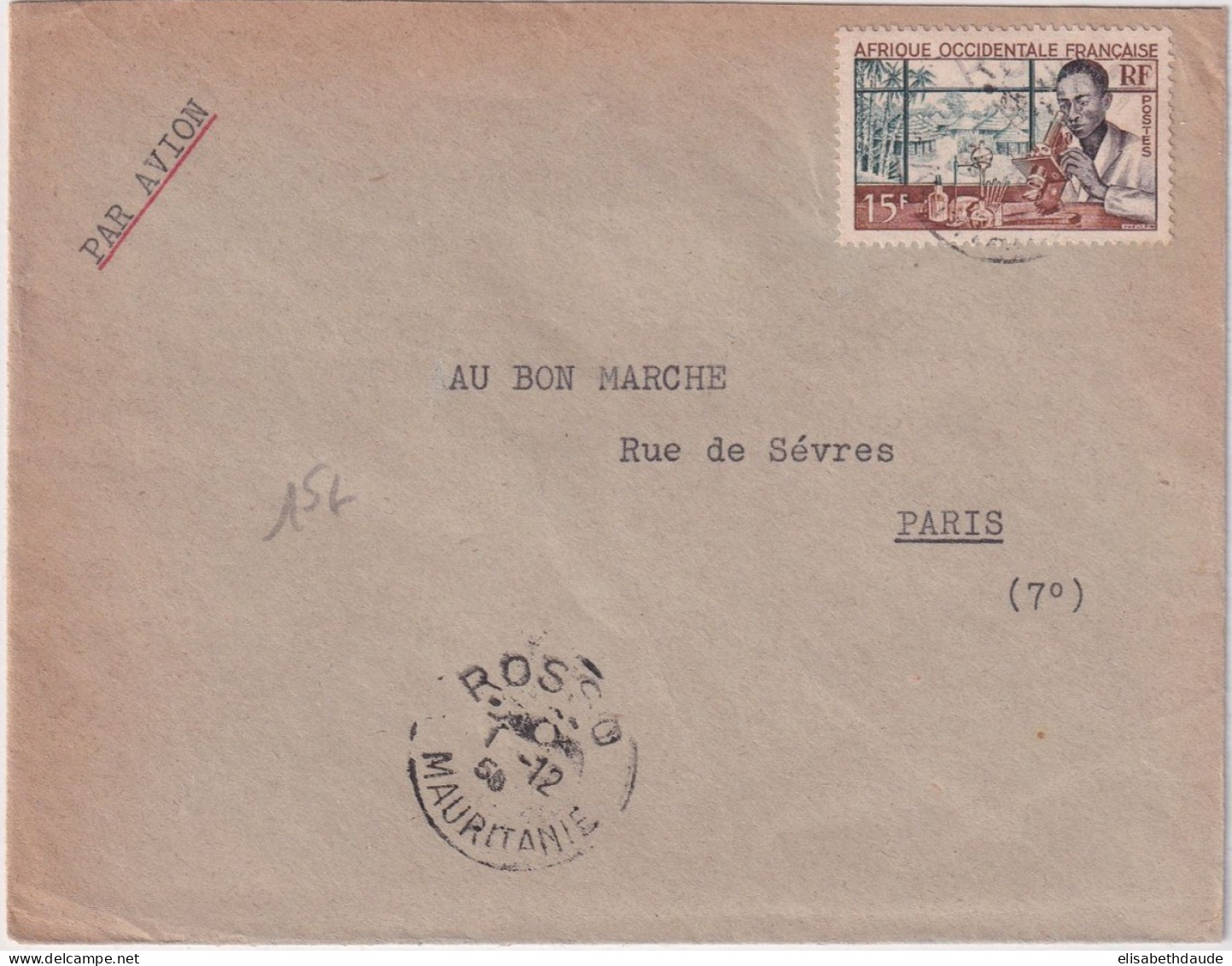 MAURITANIE / AOF - 1956 - ENVELOPPE De ROSSO ! RARE => PARIS - Covers & Documents