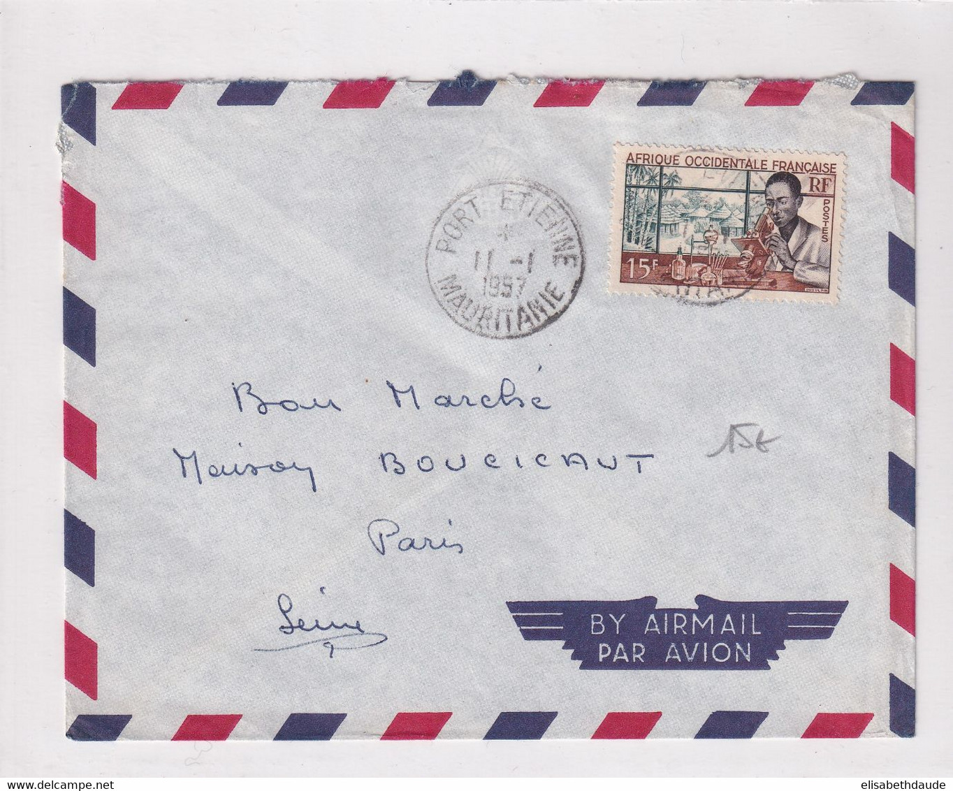 MAURITANIE / AOF - 1957 - ENVELOPPE De PORT ETIENNE ! => PARIS - Cartas & Documentos