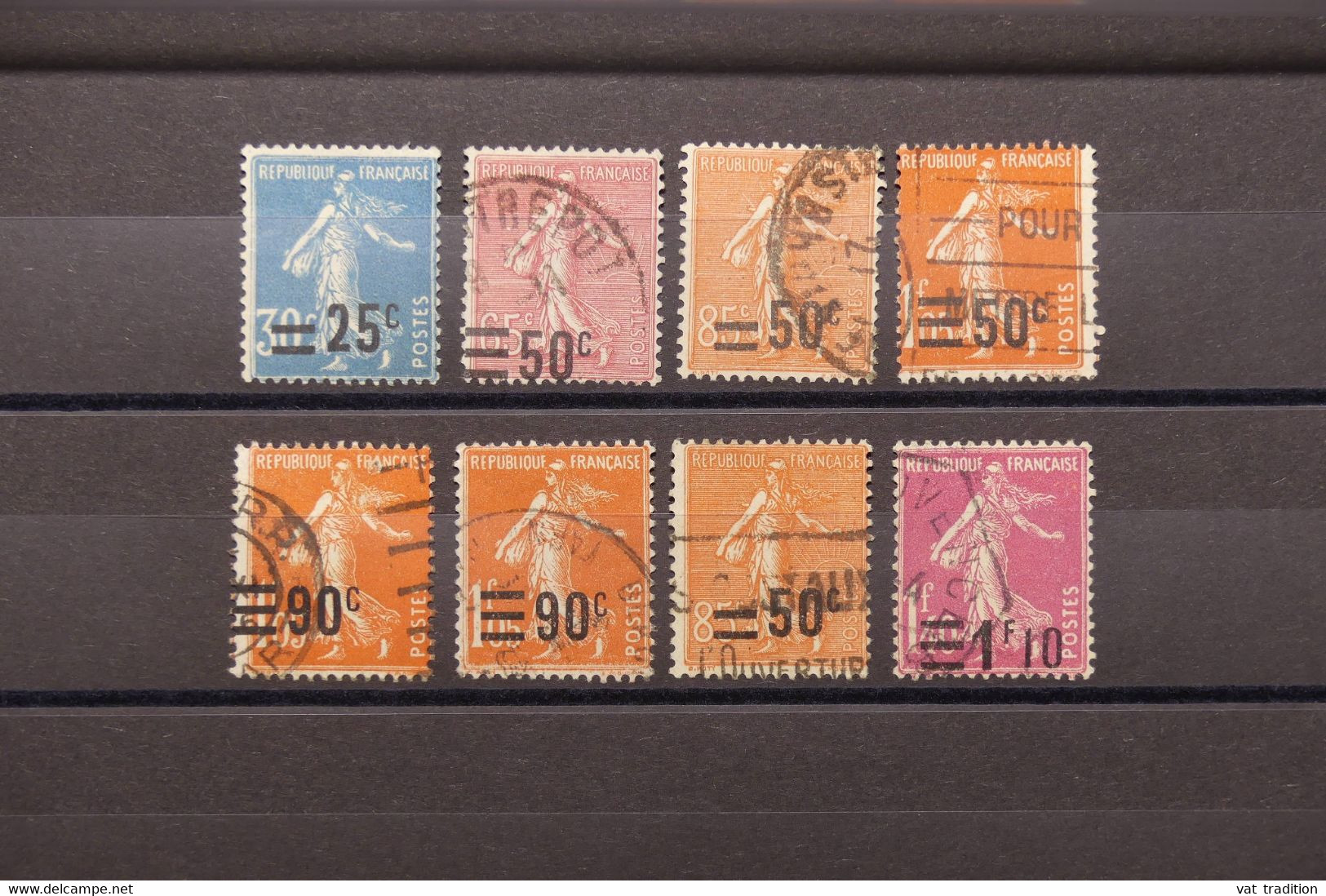 FRANCE - Variété - Lot De 8 Valeurs Semeuses Avec Décalage De Surcharges - Oblitérés - L 79310 - Usados