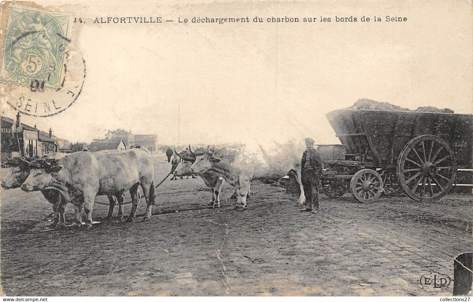 94-ALFORTVILLE-LE DECHARGEMENT DU CHARBON SUR LES BORDS DE LA SEINE - Alfortville