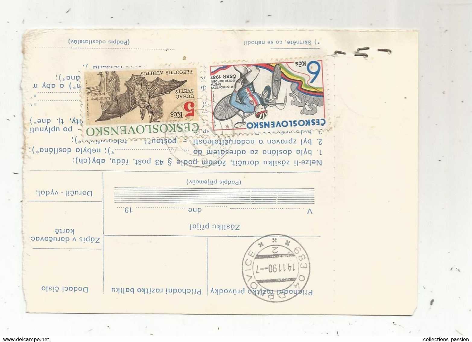 Tchecoslovaquie , Ceskoslovensko , 1990 , VIKANEC  , DRNOVICE , 4 Timbres , 2 Scans , Pilné Surne , ENC-NSK - Lettres & Documents