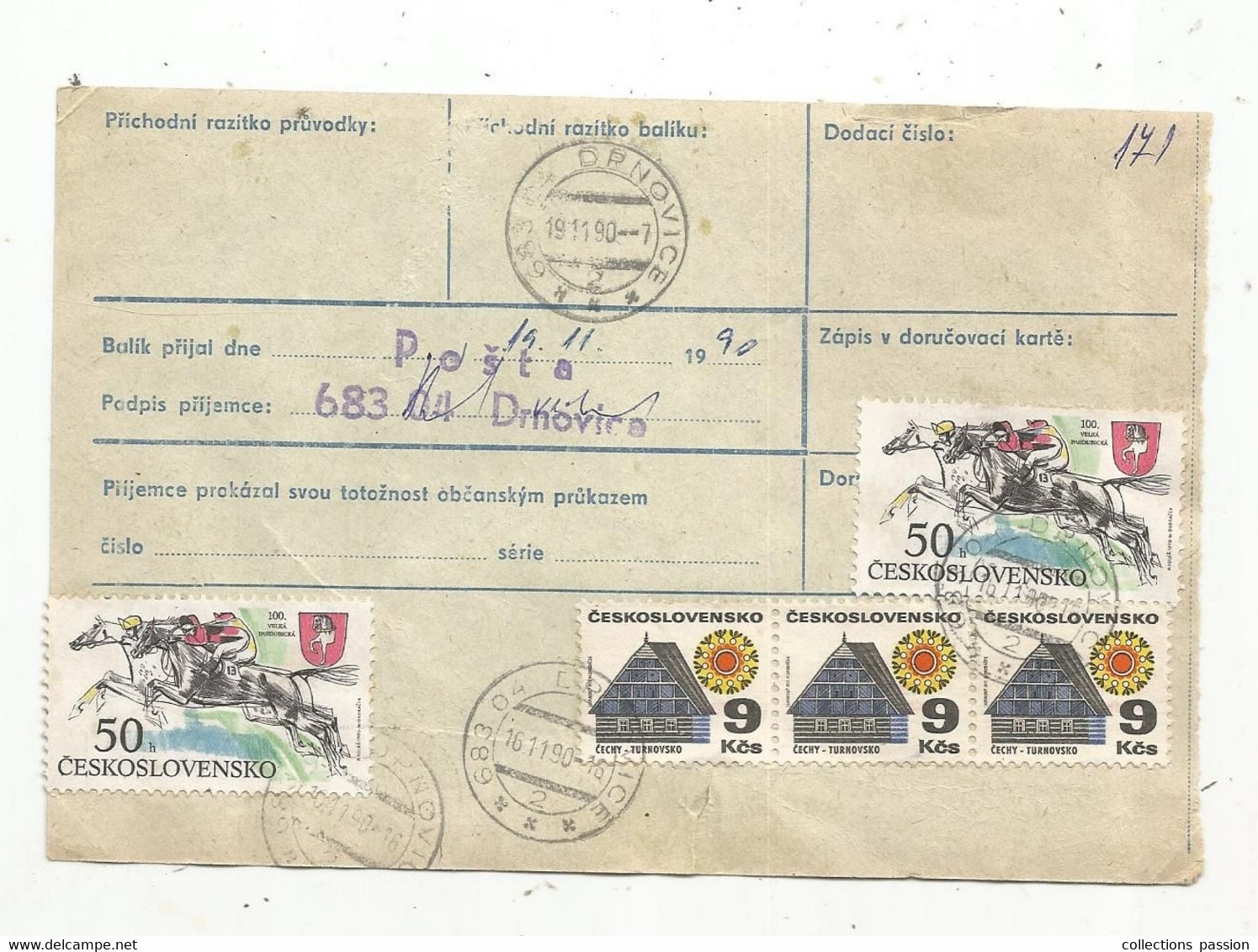 Tchecoslovaquie , Ceskoslovensko ,1990 ,DRNOVICE 30 , DRNOVICE , 8 Timbres , 2 Scans - Brieven En Documenten