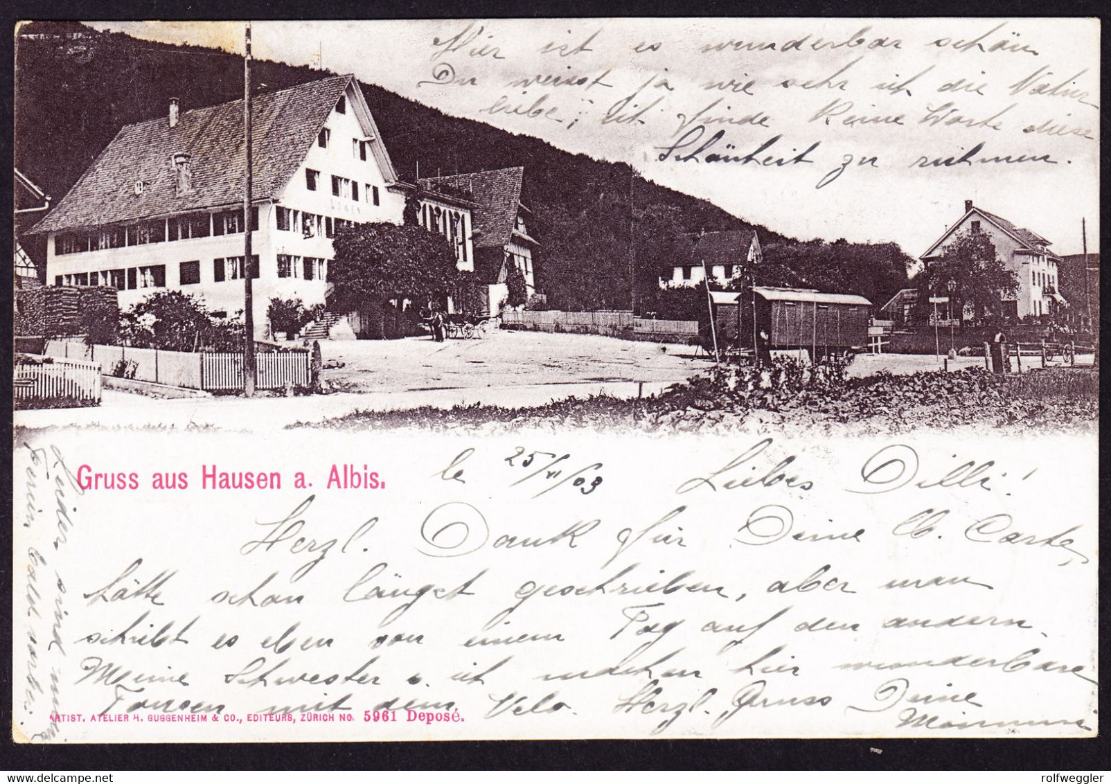 1903 Gelaufene AK Aus Hausen A. A., Gestempelt Hausen. Minim Fleckig - Hausen Am Albis 