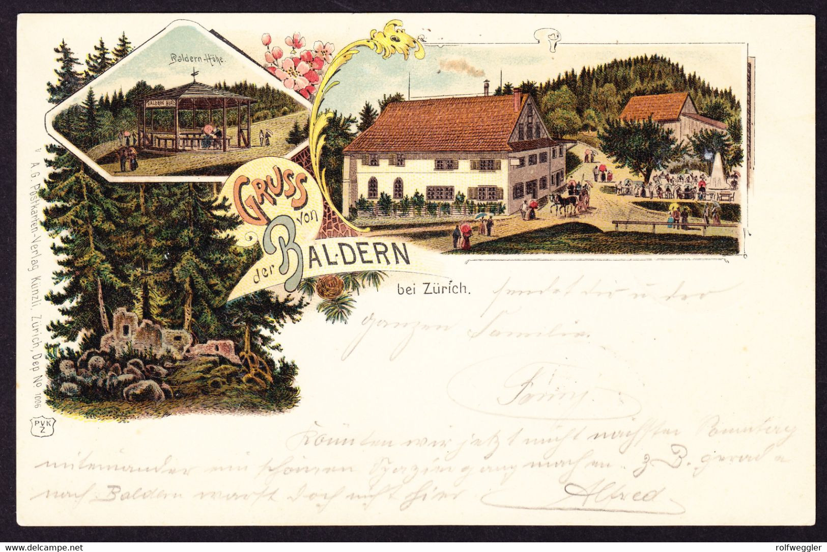 1902 Gelaufene Litho AK: Gruss Von Der Baldern. Gestempelt Stallikon - Stallikon