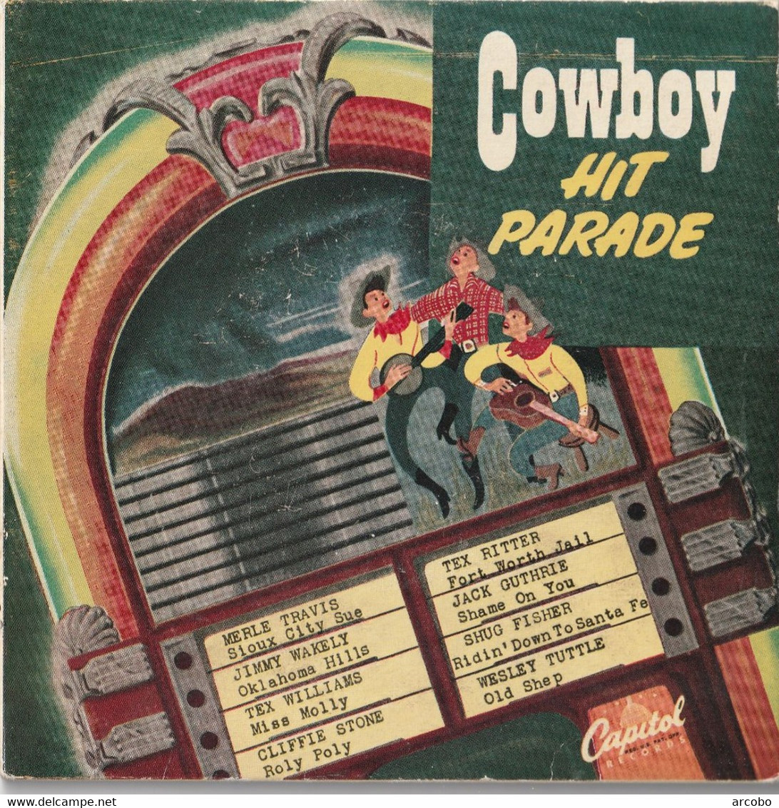 Cowboy Hit Parade, Dubbel EP Met O.a. MerleTravis, Jimmy Wakeley , Tex Williams, Cliffie Stone, Tex Ritter, Jack Guthrie - Country & Folk