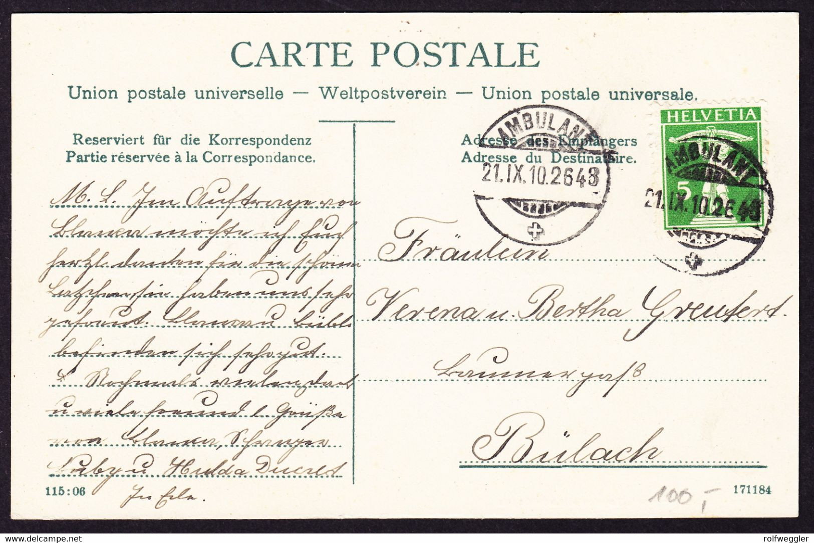 1910 Mit Bahnpost Gelaufene AK: Gruss Aus Andelfingen. 3 Bildrig. Wirtschaft Ruch-Arbenz Und Schulhaus - Andelfingen