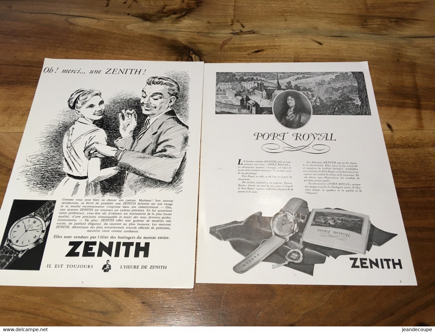 Pub Papier - Lot 2 Publicités - COLLECTION - Montres - Zenith - 1960 - - Publicidad