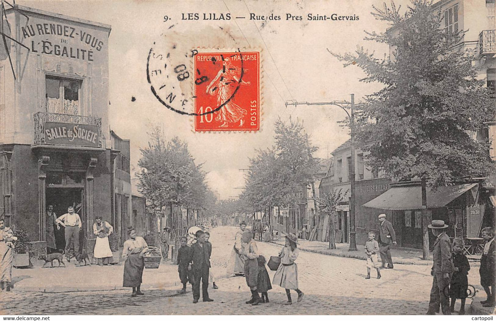 93 - Les Lilas - Rue Des Prés Saint-Gervais Animée - Au Rendez-vous De L'Egalité - Salle De Société - Les Lilas