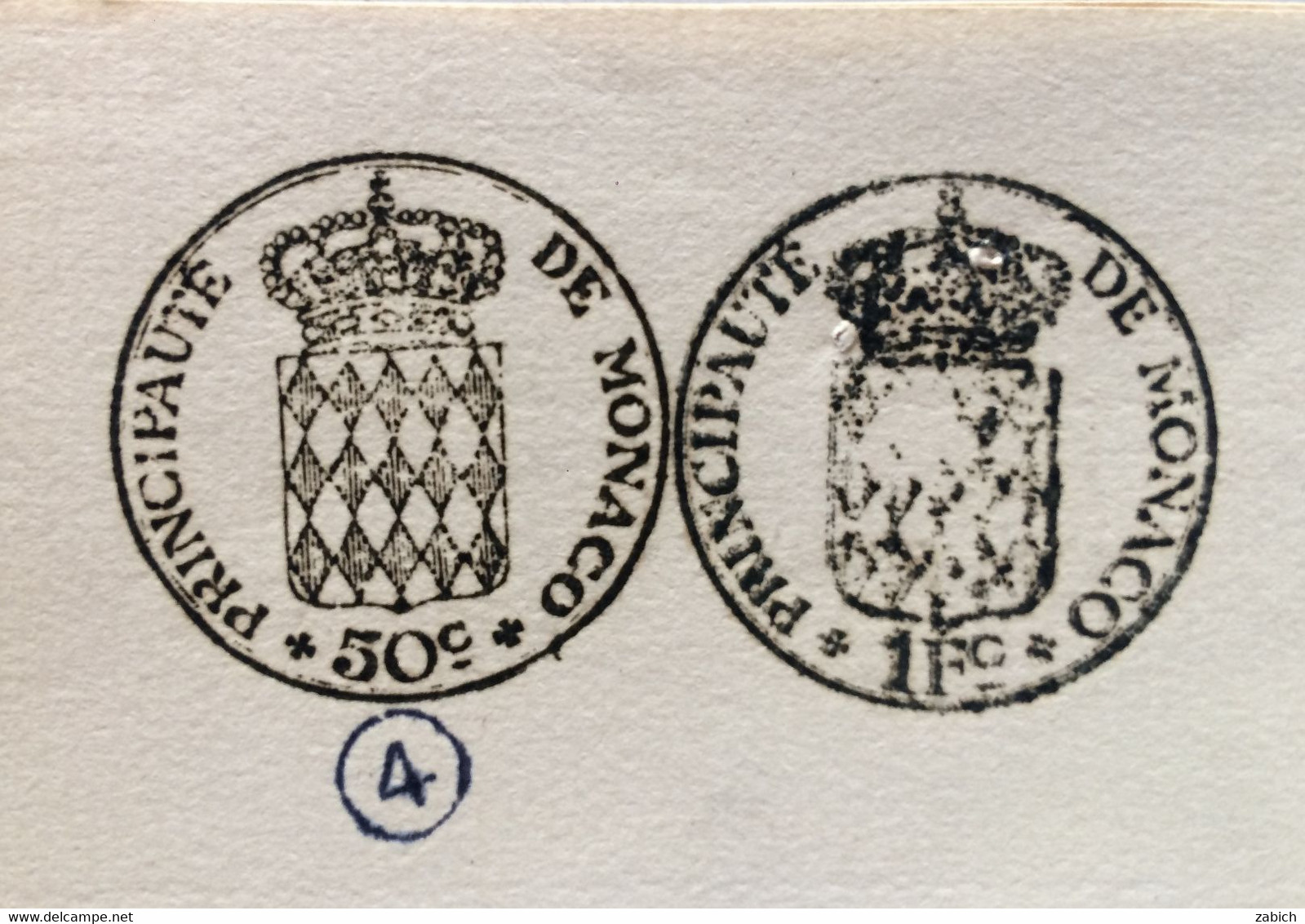 FISCAUX DE MONACO PAPIER TIMBRE 1930 BLASON 50 C ET 1fC FILIRANE LOUIS  II - Steuermarken