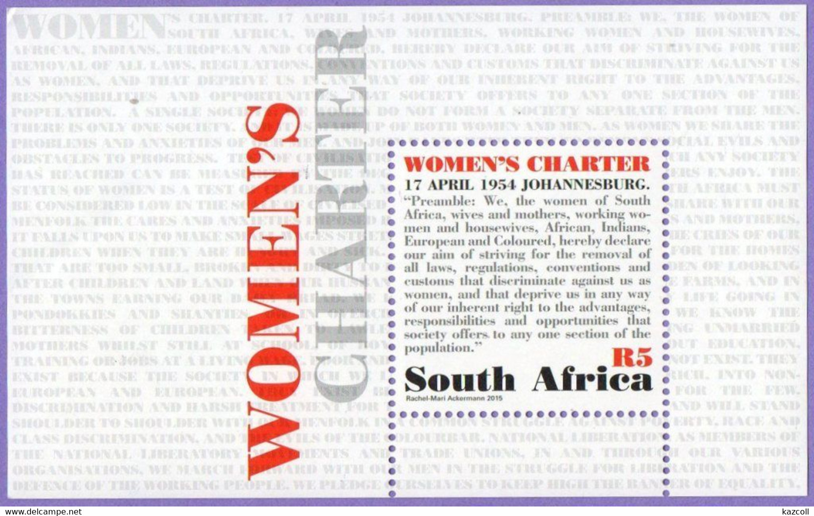 South Africa 2015.  Women's Charter.  MNH - Nuovi