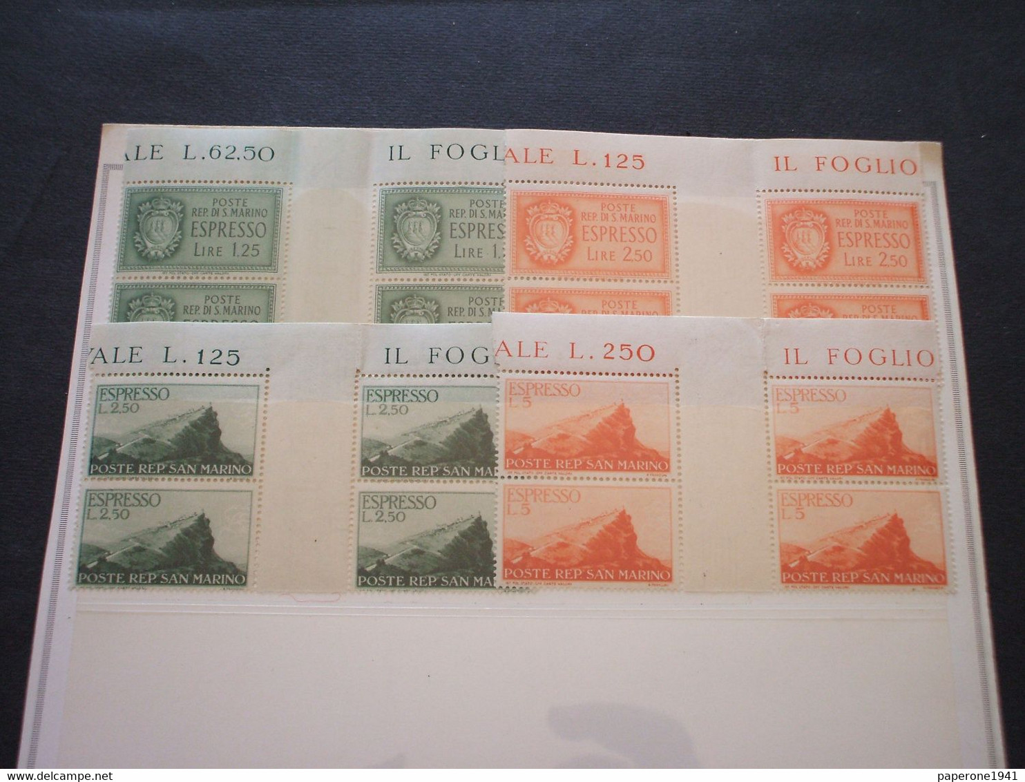 SAN MARINO - ESPRESSI - 1943 STEMMA/MONTE TITANO 2 + 2 VALORI, In QuartIne  (con Interspazio)- NUOVI(++) - Express Letter Stamps