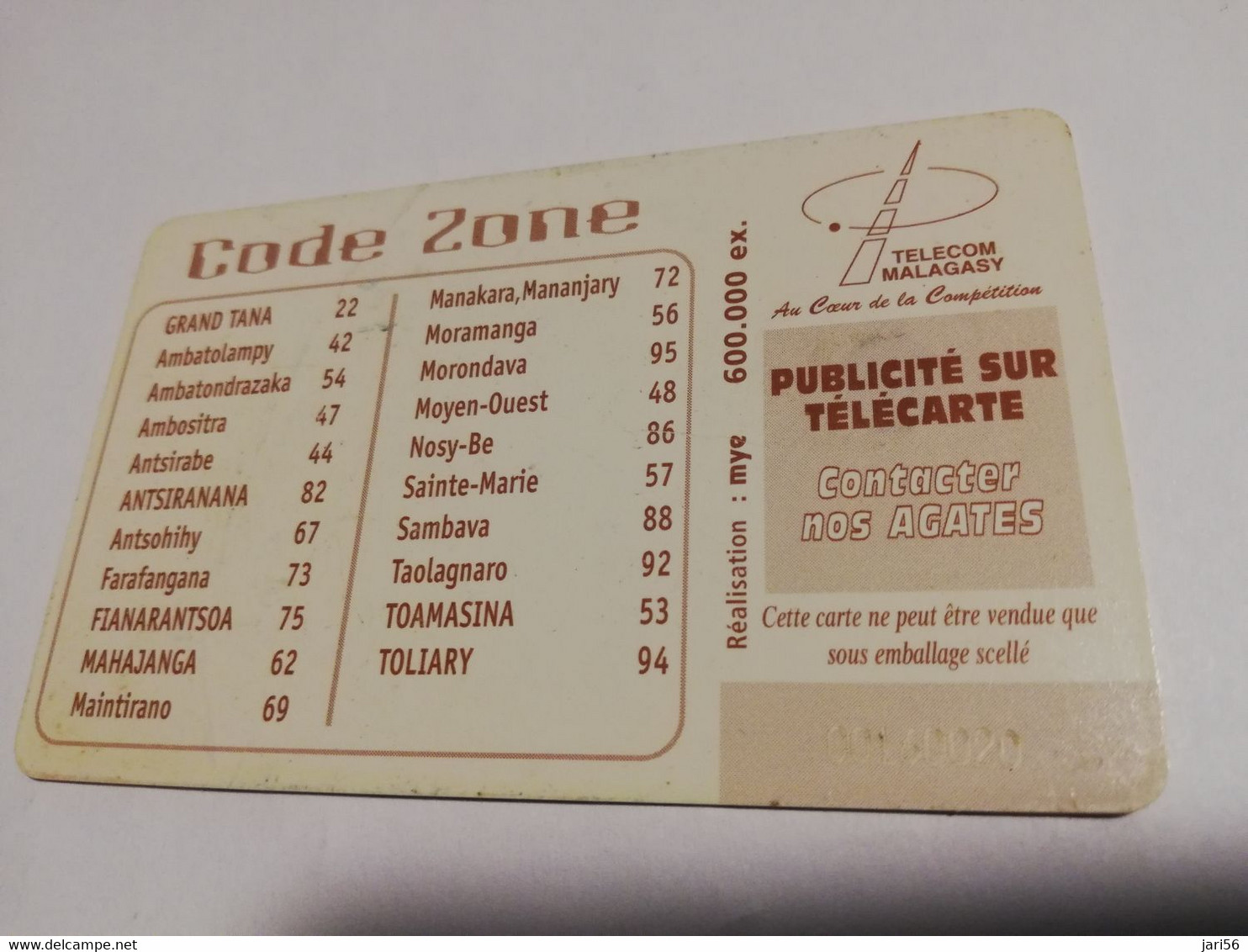 MADAGASCAR/MALAGACY CHIPCARD 25 UNITES  UNE TELECARTE UN PUBLIPHONE    ** 3922** - Madagascar