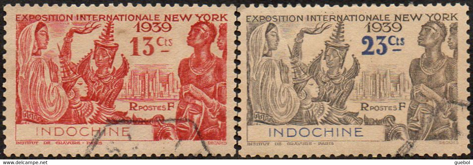 Détail De La Série Exposition Internationale De New York Obl. Indochine N° 203 Et 204 - 1939 Exposition Internationale De New-York