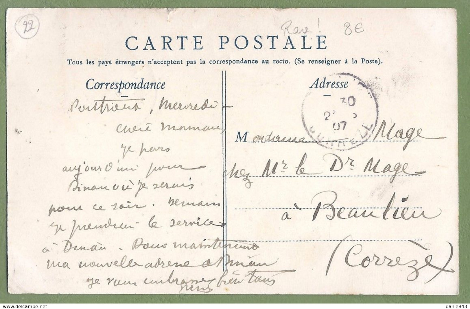 CPA Vue Rare - COTES D'ARMOR - PONTRIEUX - LA MAIRIE - ÉPICERIE CENTRALE - Belle Animation, Attelage - épicerie Ferlicot - Pontrieux