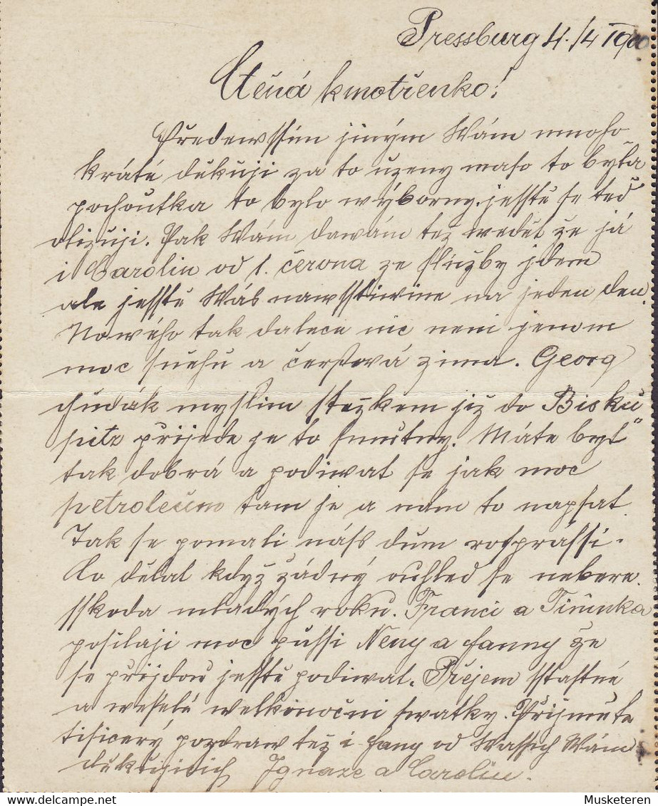 Slovakia Vorläufer Hungary Ungarn Postal Stationery Ganzsache Kartenbrief POZSONY 1900 JEVICKO Mähren (Arr.) - Postkaarten