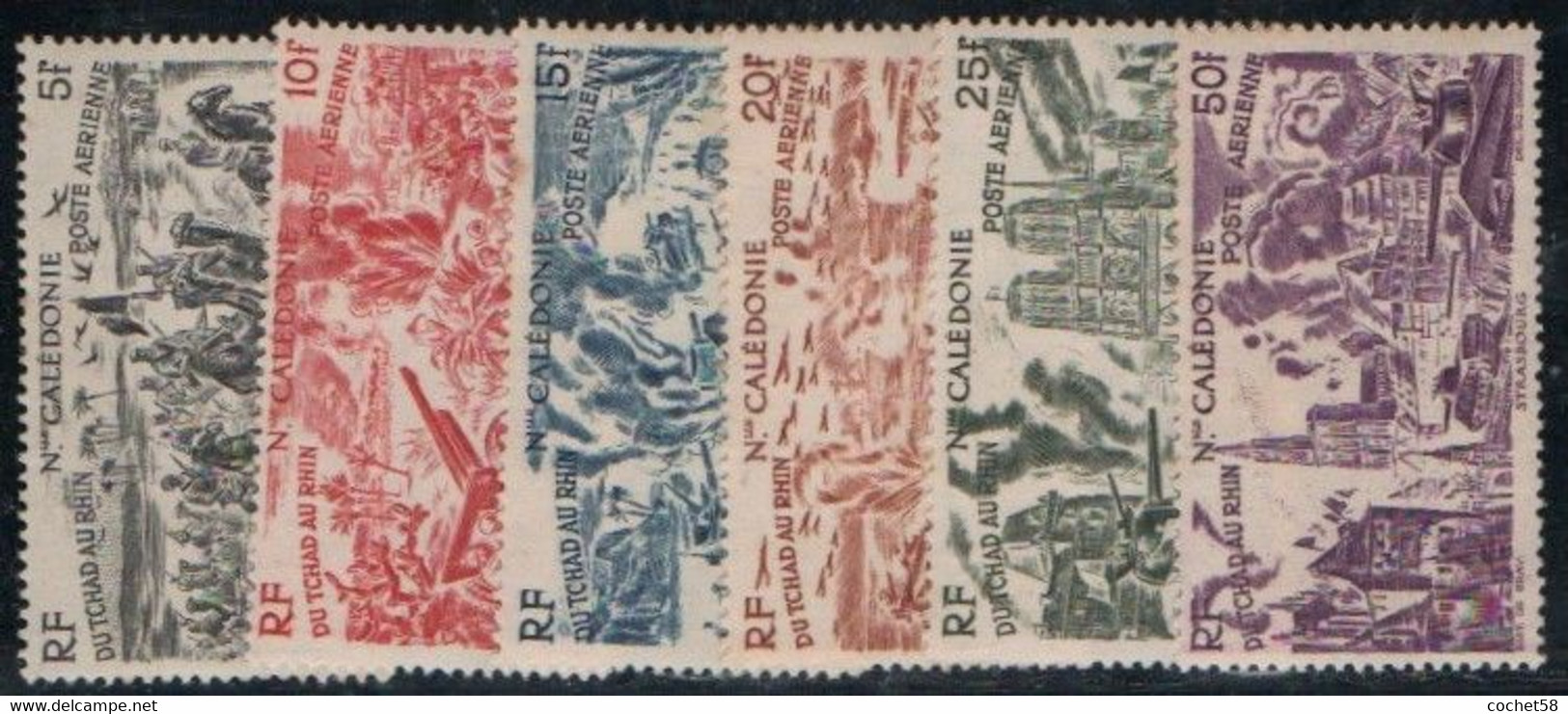 NOUVELLE CALEDONIE N° 55-60 P.a. (6v) - 1946 Tchad Au Rhin