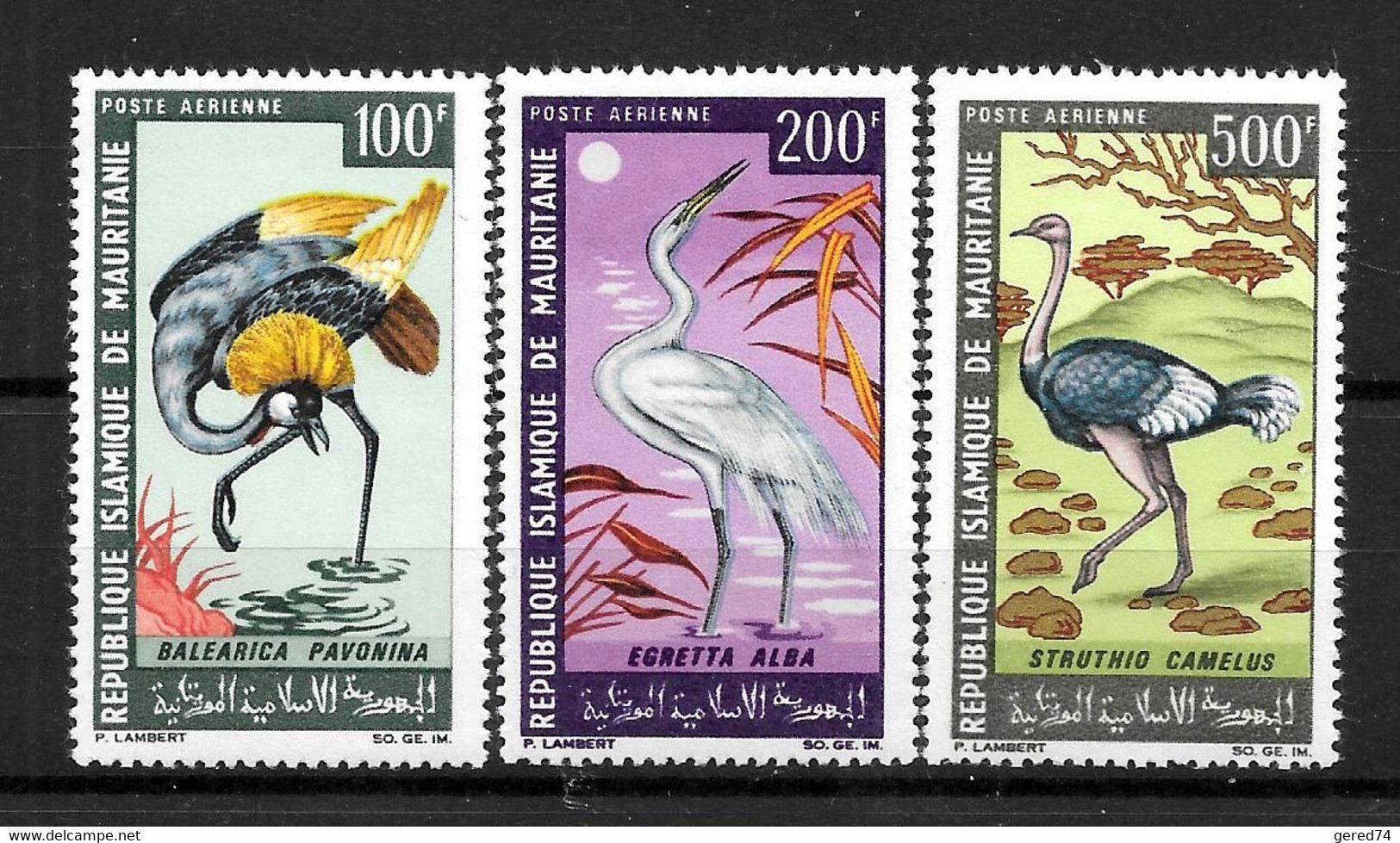 MAURITANIE :  "Oiseaux"  Poste Aérienne  N° 64 à 66 ** (cote 23,50 €) - Mauritania (1960-...)