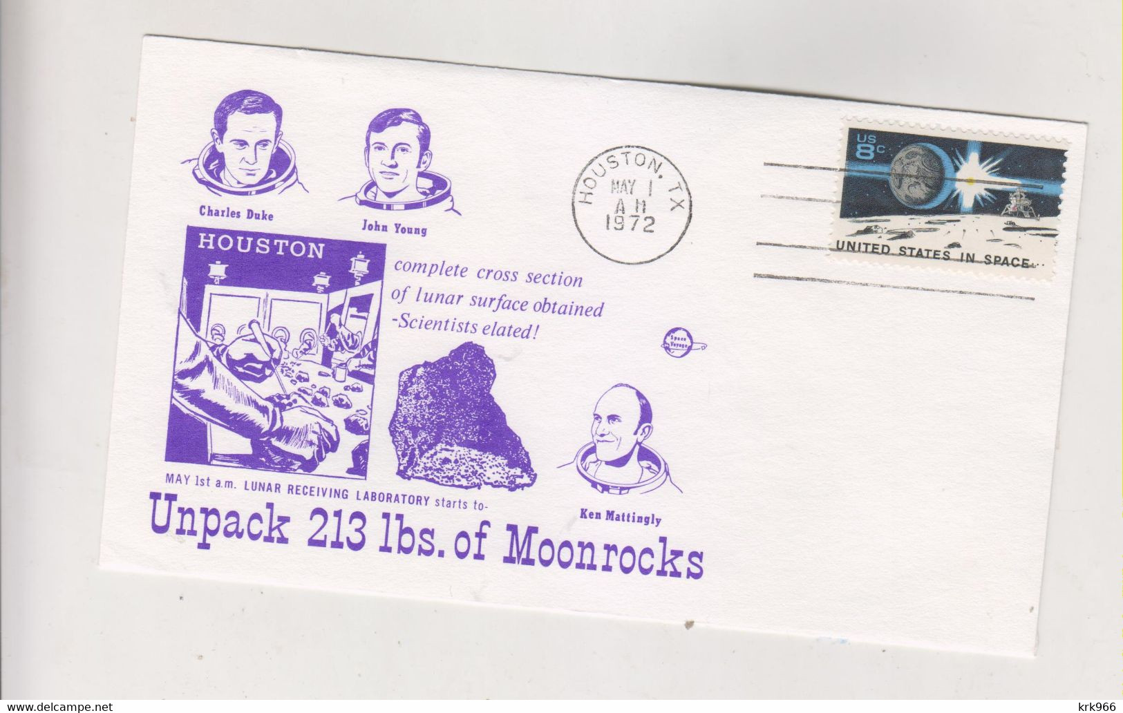 UNITED STATES SPACE 1972 UNPACK 213 Lbs Of Moonrocks Nice Cover - North  America